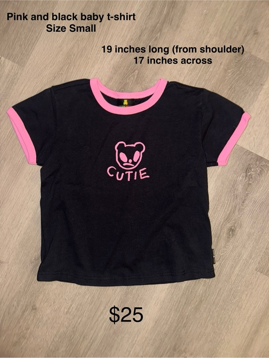 Teddy Fresh Tops - Teddy Fresh Cutie Bear Cropped Tee Women’s Small Black & Pink T-Shirt